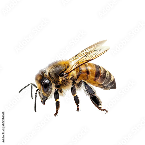 Honey bee walking isolated on white or transparent background © Nazmus