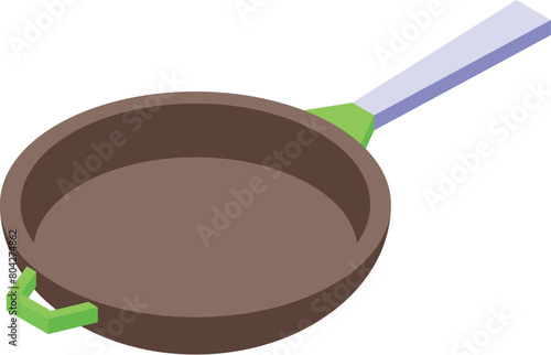 Brown color pan icon isometric vector. Steel product. Culinary wok