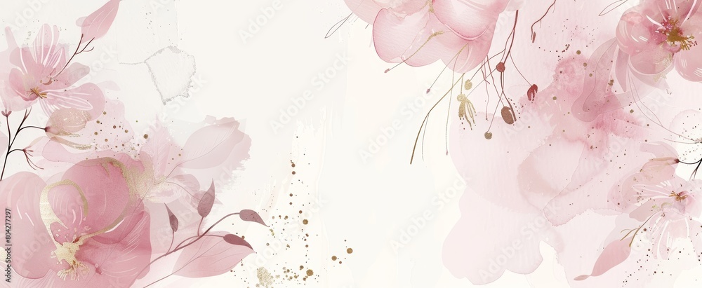 abstract background with soft pink and gold floral elements, elegant and sophisticated design
