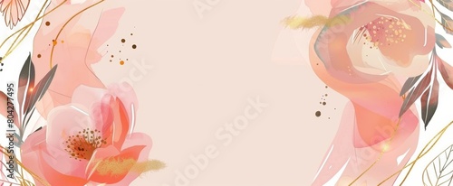 abstract background with soft pink and gold floral elements, elegant and sophisticated design © Zbits