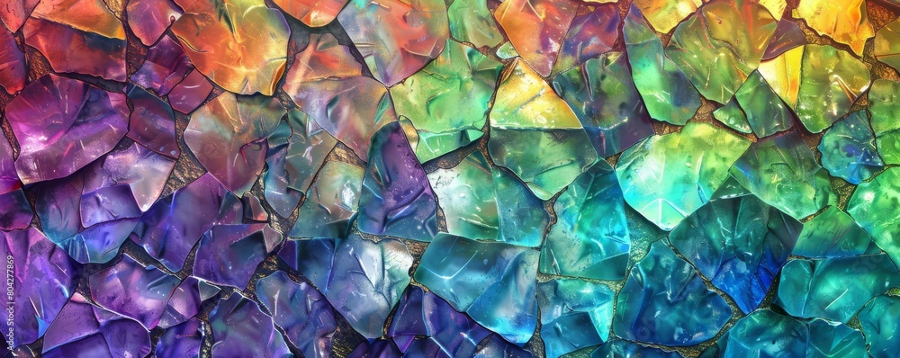 Vibrant rainbow stone texture creating a natural and colorful abstract pattern