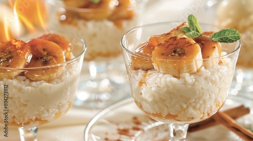 Decadent Caramelized Banana Rice Pudding in Elegant Glassware