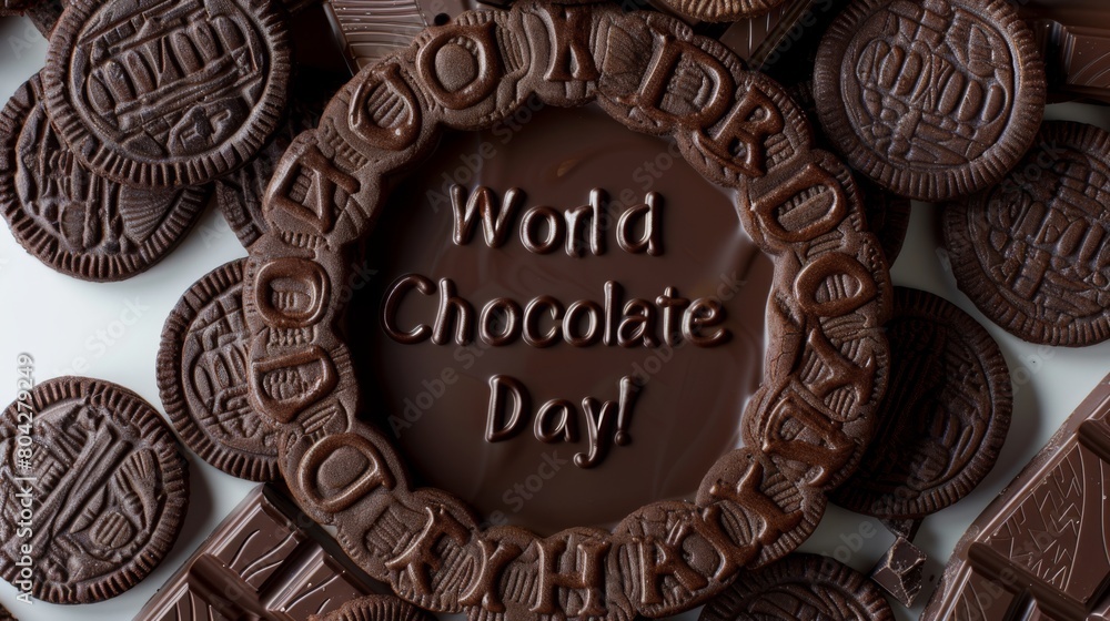 Celebratory World Chocolate Day with Assorted Treats and Greeting Celebratory World Chocolate Day with Assorted Treats and Greeting