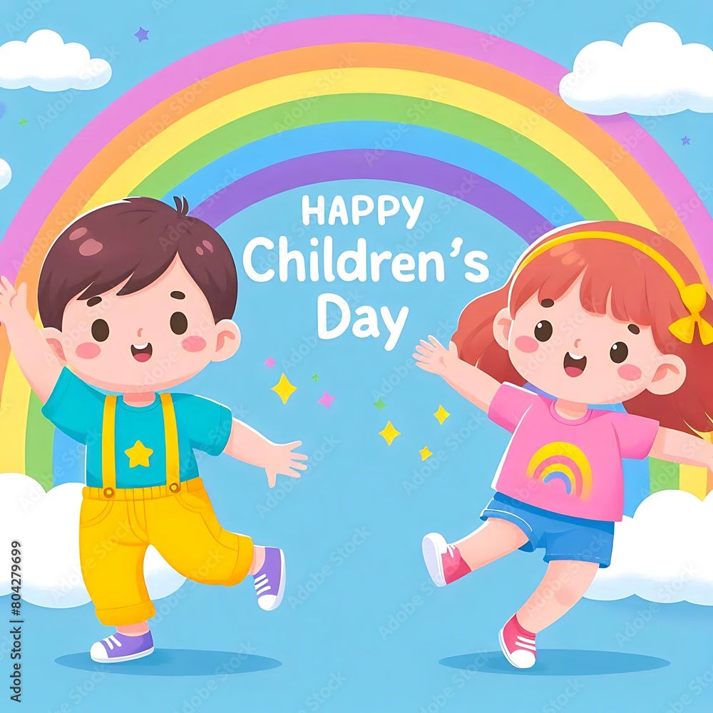 Hand drawn flat Happy children's day background Hand drawn flat Happy children's day background