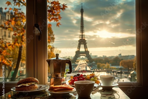 Parisian Breakfast With Eiffel Tower View