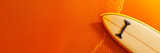 Bold surfboard bag web banner. Surfboard bag isolated on orange background with space for text.