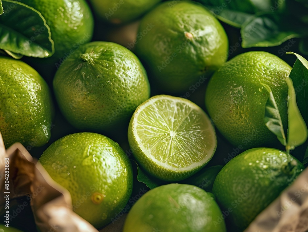 A group of limes, their vibrant green color signifying their freshness 8K , high-resolution, ultra HD,up32K HD A group of limes, their vibrant green color signifying their freshness 8K , high-resolution, ultra HD,up32K HD