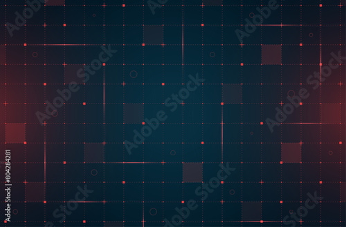 VR HUD futuristic interface grid. Digital UI screen mesh pattern. GUI hi tech visor backdrop design template. Spaceship head up display red lines and particles on dark background. FUI Sci Fi dashboard