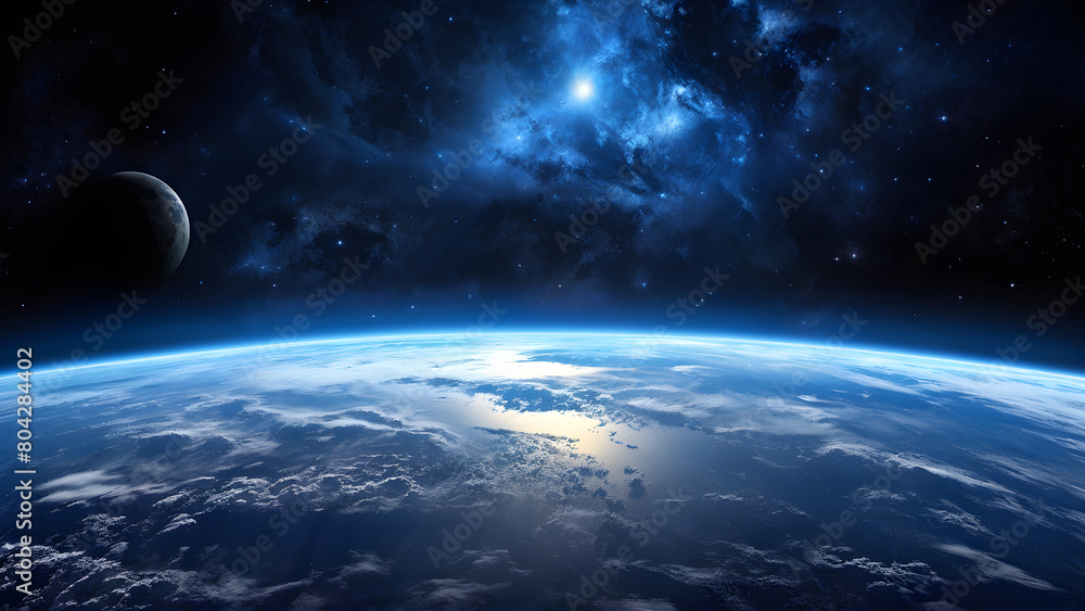 A realistic illustration of Earth as seen from space, with continents clearly visible in the deep blue ocean, in a style reminiscent of high-resolution satellite imagery A realistic illustration of Earth as seen from space, with continents clearly visible in the deep blue ocean, in a style reminiscent of high-resolution satellite imagery
