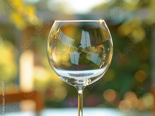 Elegant Wine Glass with Blurred Vineyard Background