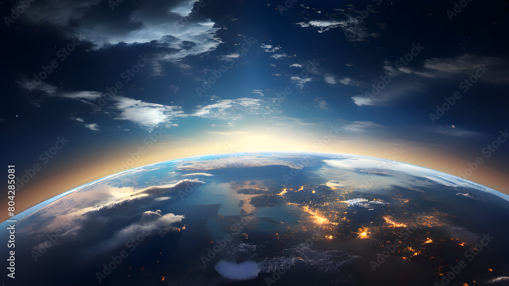 A realistic illustration of Earth as seen from space, with continents clearly visible in the deep blue ocean, in a style reminiscent of high-resolution satellite imagery A realistic illustration of Earth as seen from space, with continents clearly visible in the deep blue ocean, in a style reminiscent of high-resolution satellite imagery