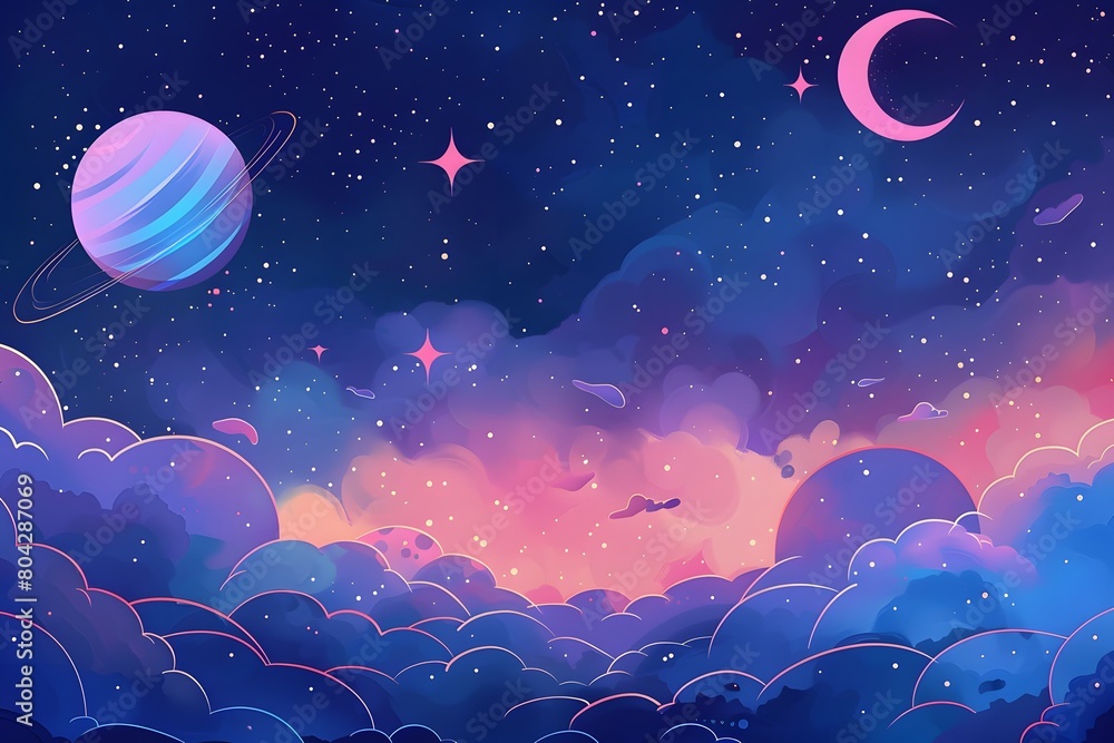 Tree in prim plan Starry Night Sky with Planets and Nebulae Tree in prim plan Starry Night Sky with Planets and Nebulae