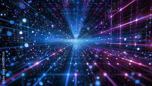 Wallpaper Mural Grid surface Abstract science or technology background Digital background with glowing particles and lines Big data visualization Illustration for cover, brochure or presentation Torontodigital.ca