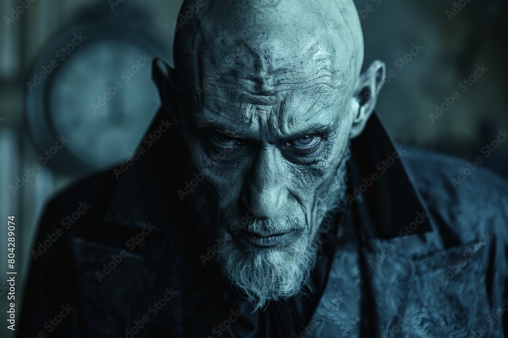 A close-up of an older man with intense eyes and dramatic lighting A close-up of an older man with intense eyes and dramatic lighting