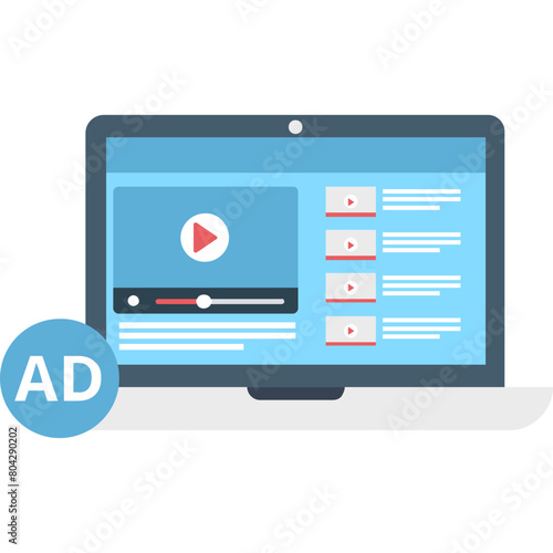 Video Marketing Icon in Flat Style