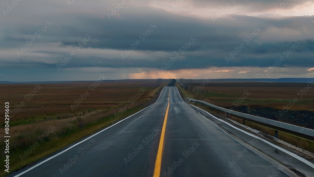 Long straight road at sunset close up long highway road Long straight road at sunset close up long highway road