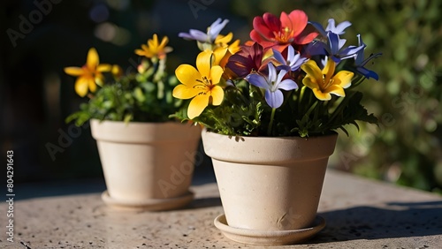 spring flowers in two pots of different flowers  Double Pot Floral Charm  Spring Blossoms Galore 