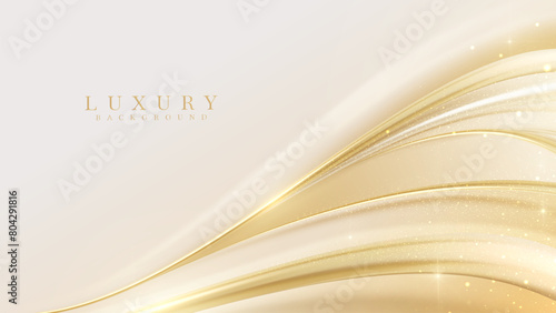 Luxury Abstract Gold Background with Glitter Light Effect Decoration.