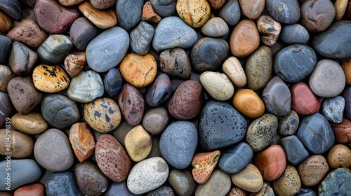 Sea rocks often have unique shapes due to erosion and waves. The color of the stone may vary from gray to brown, depending on the type of mineral it contains.  photo