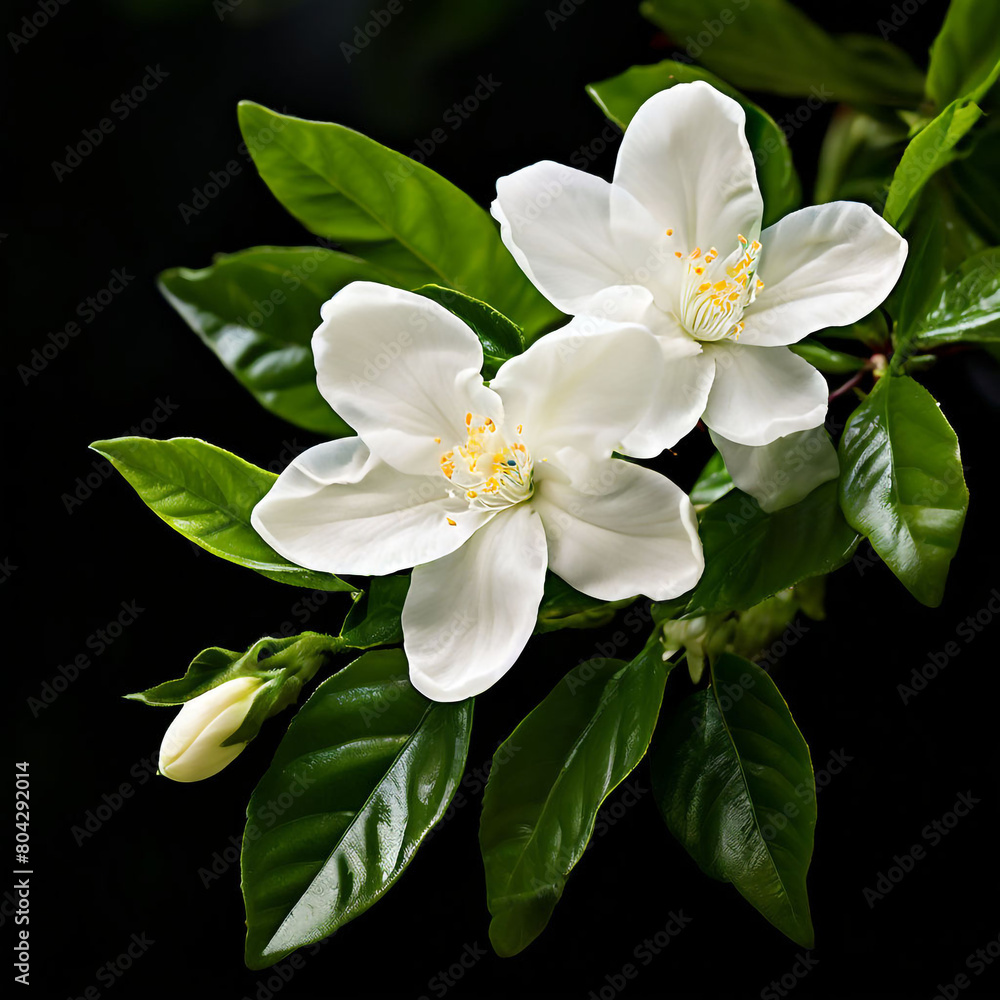 Obraz premium white flowers on black