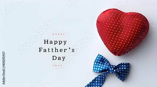 A red heart shape with bow on a white background father day concept