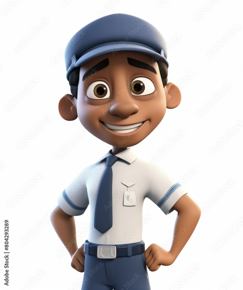 Friendly Cartoon Airline Pilot Character in Uniform Smiling Professionally Friendly Cartoon Airline Pilot Character in Uniform Smiling Professionally