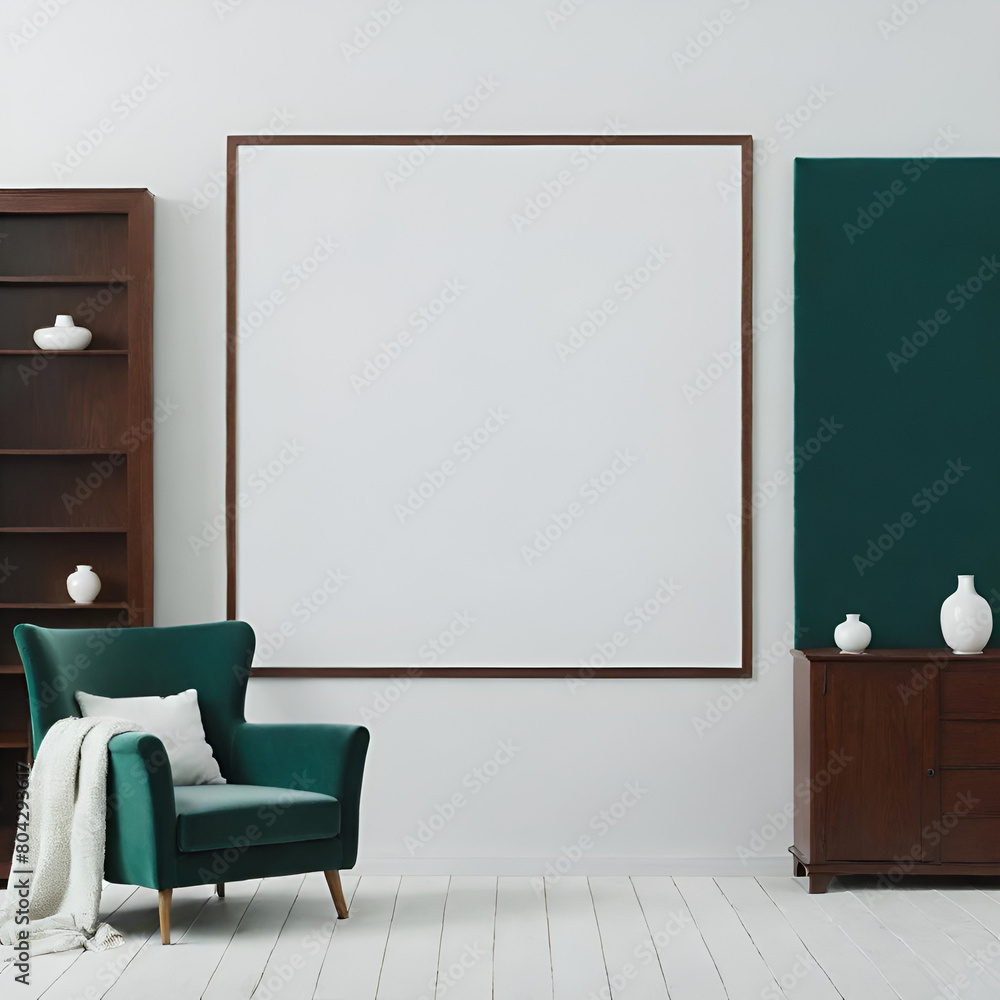 Picture frame mockup with blank canvas for home interior design Picture frame mockup with blank canvas for home interior design
