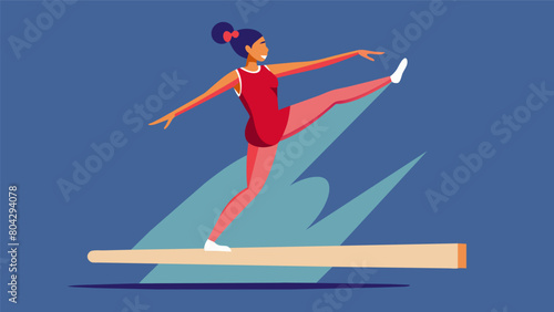A gymnast with dyspraxia gracefully performing a routine on the balance beam captivating the judges with their unique style.. Vector illustration