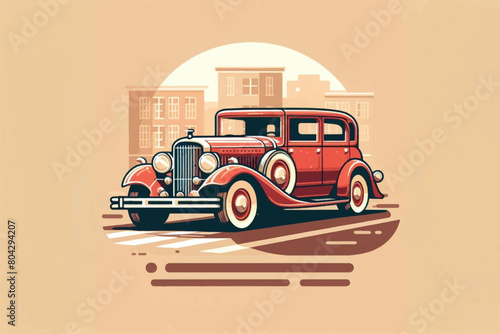 illustration of ancient and classic retro cars