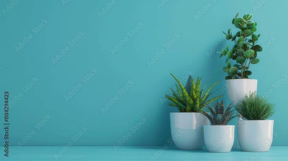 Potted Plants with Ample Space for Text