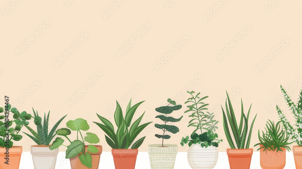 Potted Plants with Ample Space for Text Potted Plants with Ample Space for Text