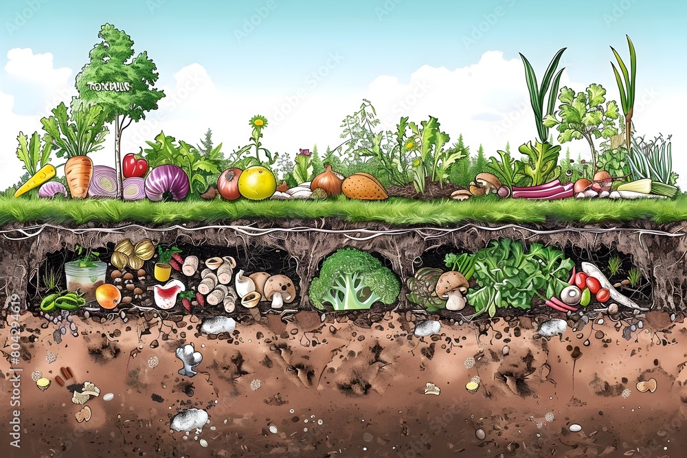 Detailed Diagram Showcasing the Composting Process from Kitchen Scraps ...