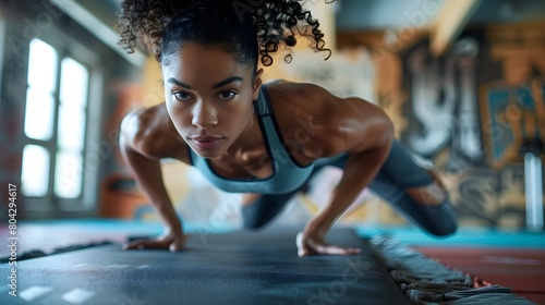Determined Female Athlete Engaging in Challenging Core Exercises at Home Gym