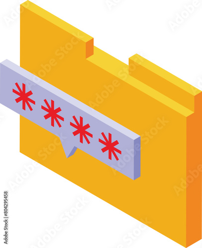 File access wrong password icon isometric vector. Folder error entry. Data security system