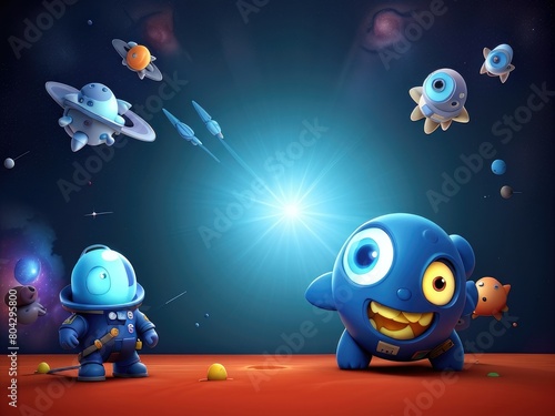 3d space cartoon background image