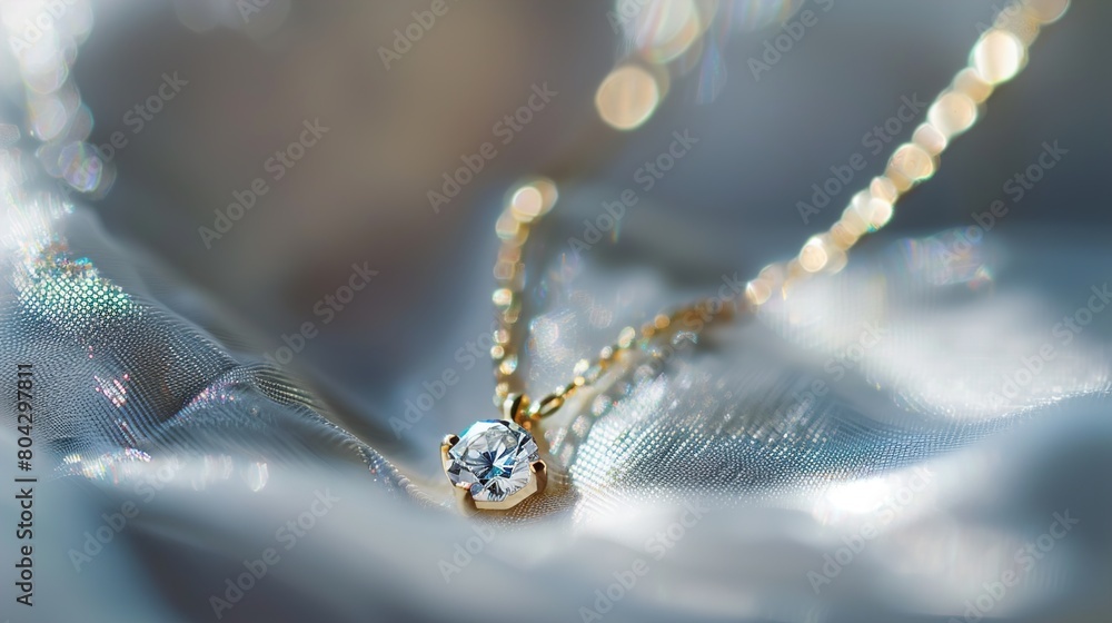 A close-up of a delicate gold necklace with a single, shimmering diamond pendant, showcasing minimalist elegance. A close-up of a delicate gold necklace with a single, shimmering diamond pendant, showcasing minimalist elegance.
