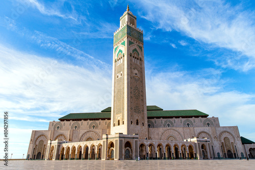 Hassan II Mosque is mosque on a summer day in Casablanca. The largest mosque in Morocco photo