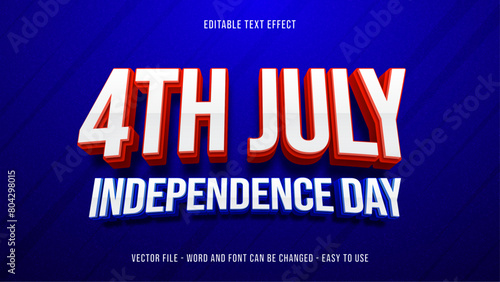 Editable text effect independence day of america,  4th of july text style