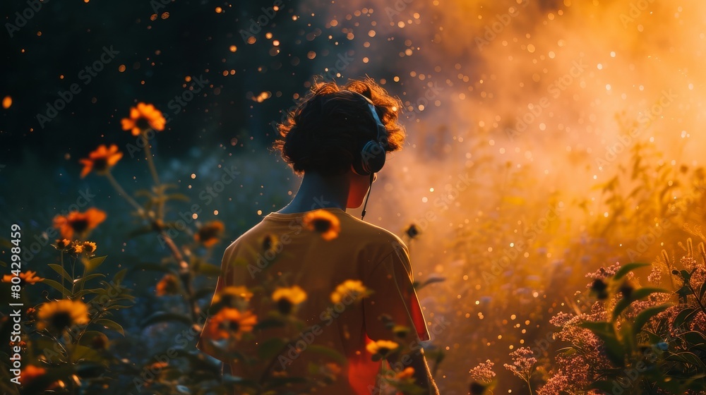 Person Standing in a Flower Field Person Standing in a Flower Field