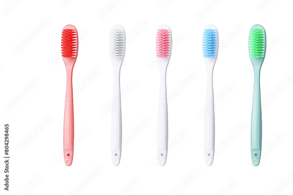 Rainbow Symphony: A Vibrant Lineup of Dental Companions. On a White or Clear Surface PNG Transparent Background. Rainbow Symphony: A Vibrant Lineup of Dental Companions. On a White or Clear Surface PNG Transparent Background.
