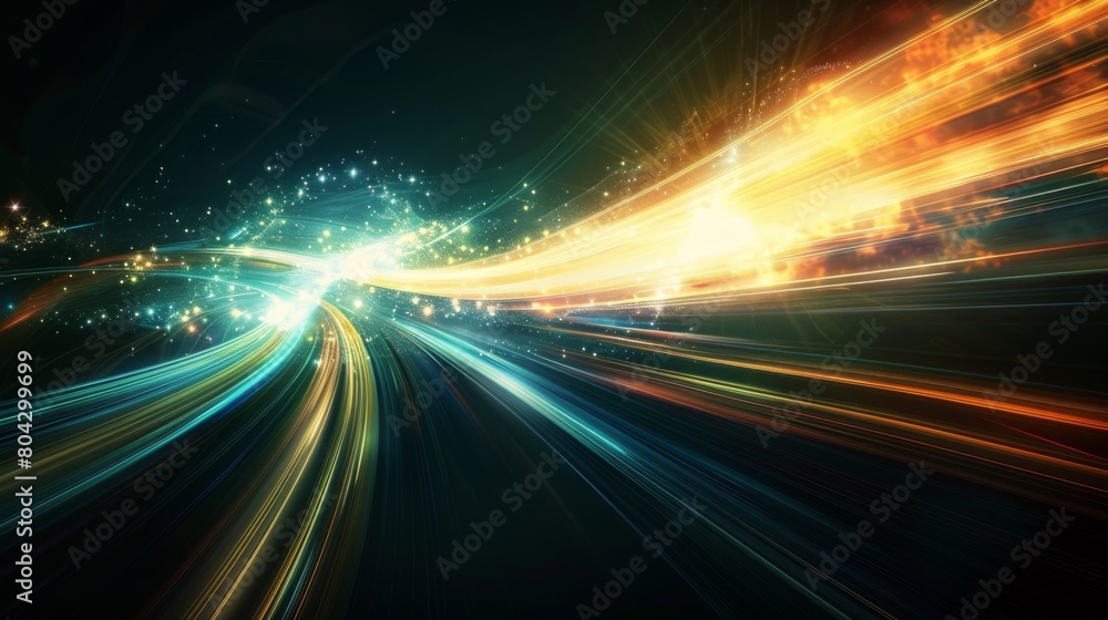 Dynamic Light Trails on Futuristic High-Speed Motion Background