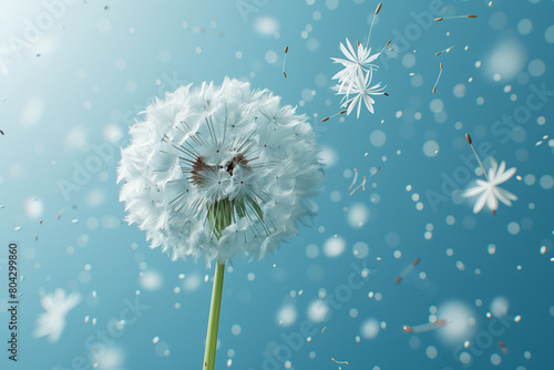 Dandelion isolated on a light blue background  3d  illustration 