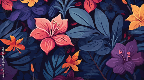 floral seamless pattern with flowers and plants in