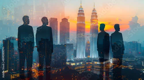 Successful Business Consultants Ready to Tackle Customer Problems in Kuala Lumpur's Modern Skyline