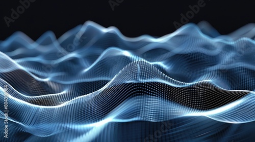 Abstract wireframe sound waves, with futuristic technology backgrounds