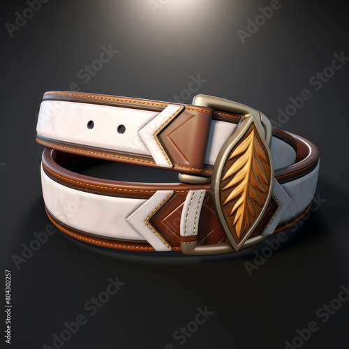 Elegant White Belt With Gold Leaf Buckle photo