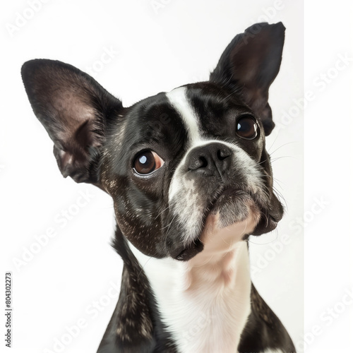 Boston Terrier dog on white background