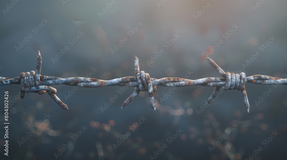 Obraz premium Justice abstract concept: Barbed wire fence and freedom of people disability, Abstract barrier refugee, social liberty day. Deliverance spike change bird boundary human rights prison, jail break hope.