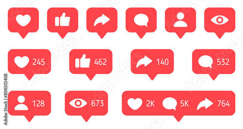 social media notification icon vector photo