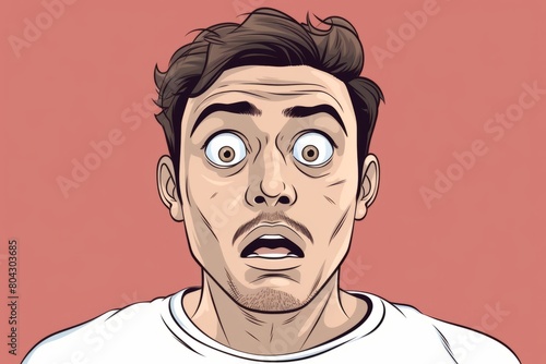 A man with a surprised expression on his face, featuring wide eyes and raised eyebrows. His reaction indicates shock or amazement